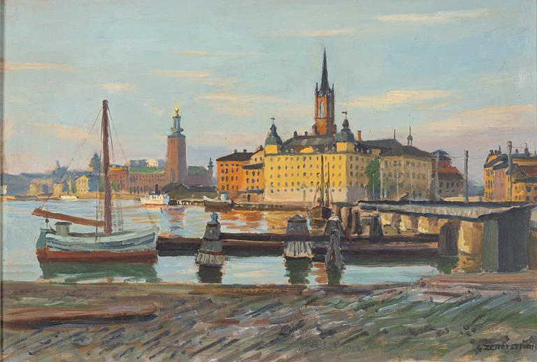 Gunnar Zetterström, Vy mot Stadshuset och Riddarholmen, Stockholm.