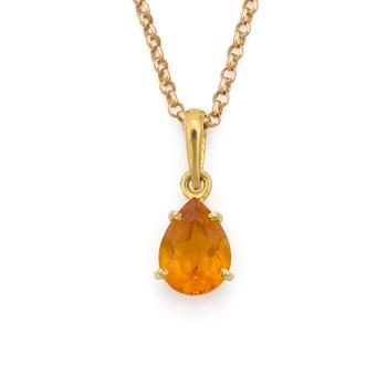 A circa 1,00ct pear shaped citrine pendant with chain.