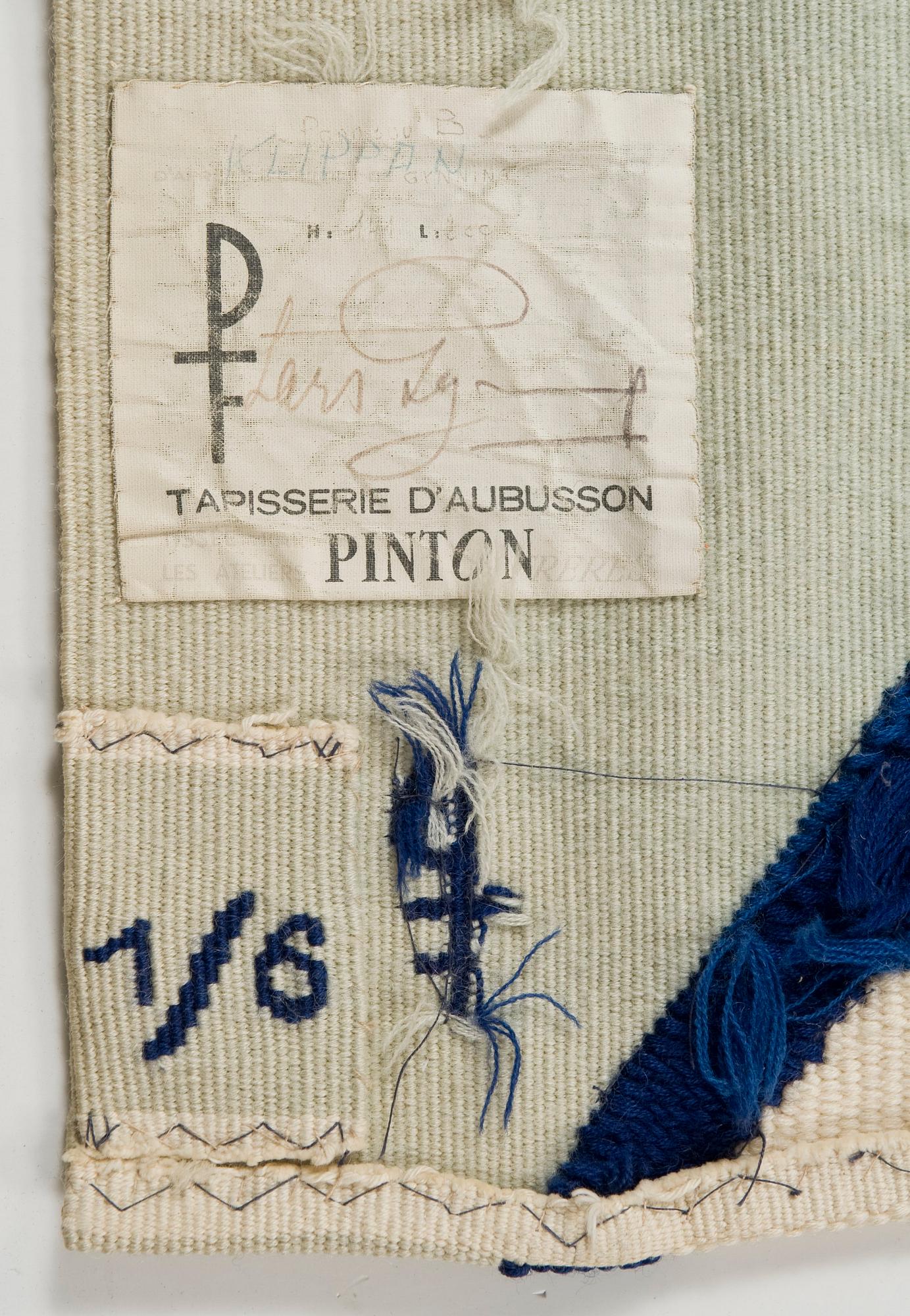 VÄVD TAPET. "Klippan". Gobelängteknik. 138x194 cm. Signerad GYNNING PF (Lars G., Pinton Frères, Aubusson). Komponerad omkring 1960. 1/6.