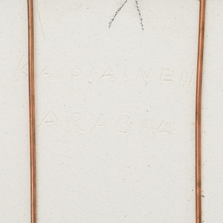 BIRGER KAIPIAINEN, A CERAMIC DISH. Butterflies and flowers. Signed Kaipiainen, Arabia. 1970s.