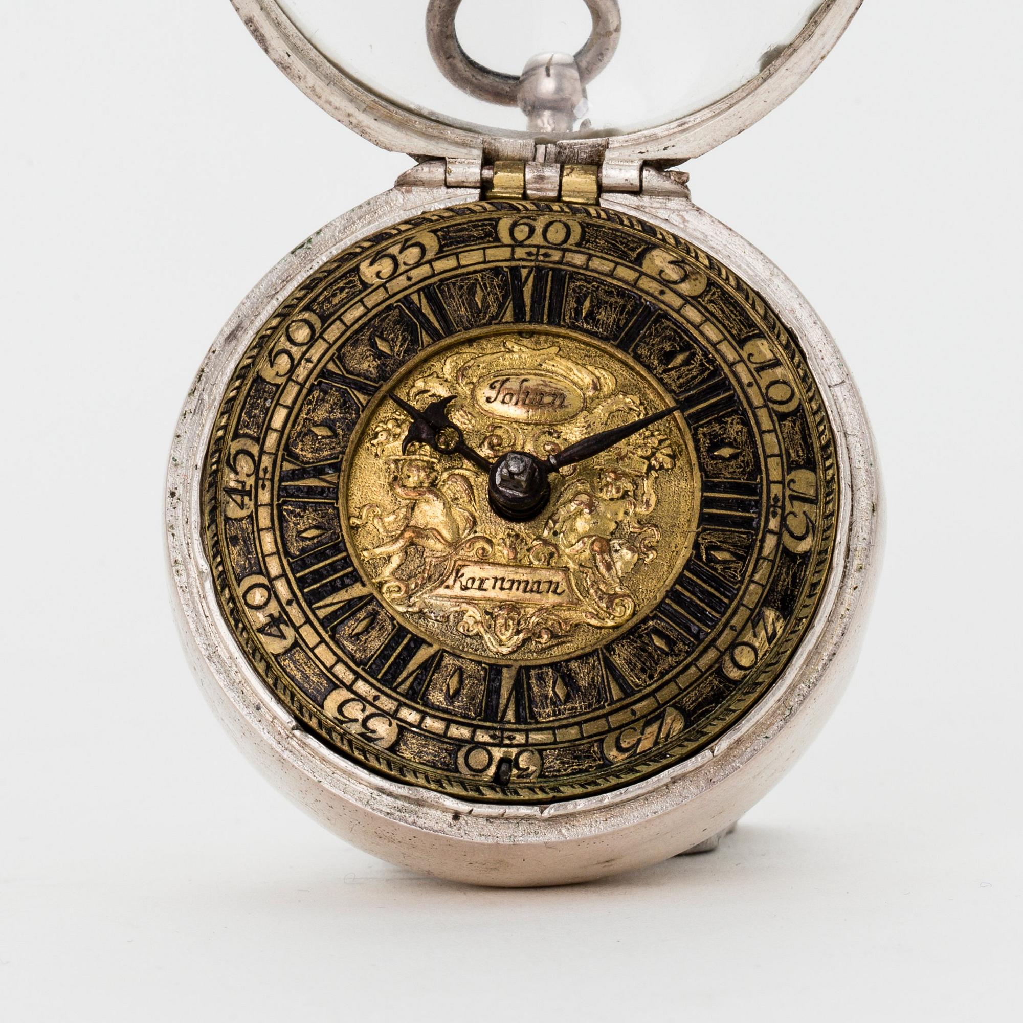 Johan Khornman (Kornman), fickur, silver, möjligen Österrike omkring 1700,