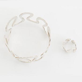 Anna-Greta Eker, armring och ring, sterlingsilver. Norge.