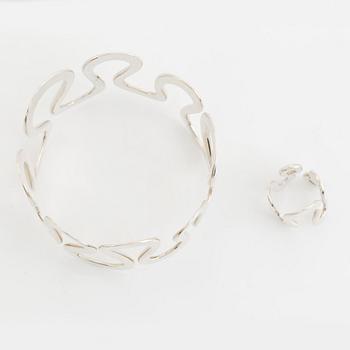 Anna-Greta Eker, armring och ring, sterlingsilver. Norge.