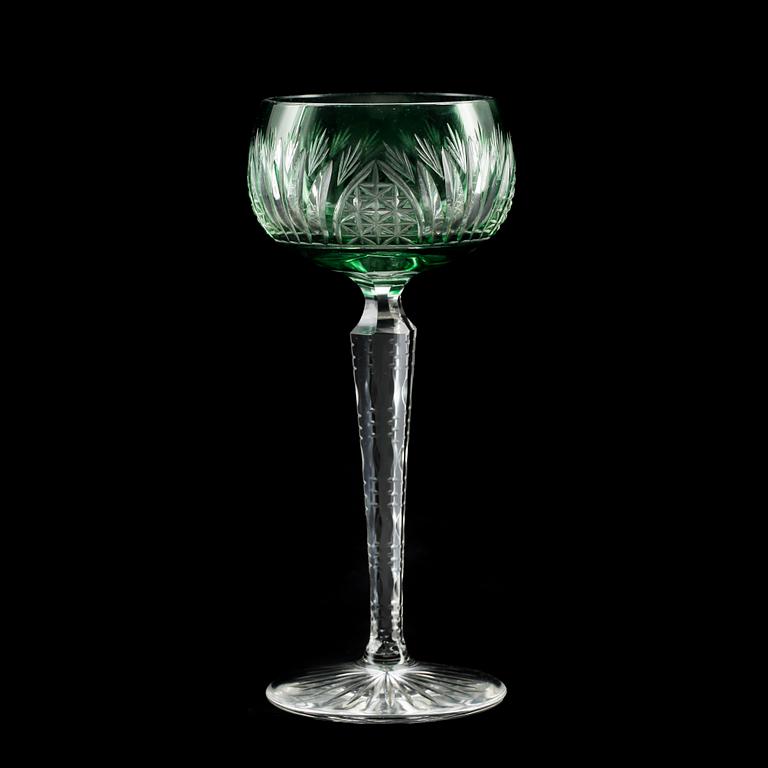 VINGLAS, 12 st, Böhmiskt glas, 1900-tal.