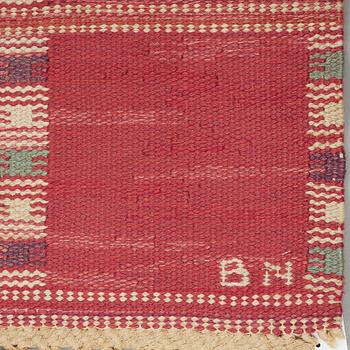 Barbro Nilsson, MATTO, "Falurutan, röd Borås", flat weave, ca 210 x 141 cm, signed AB MMF BN.