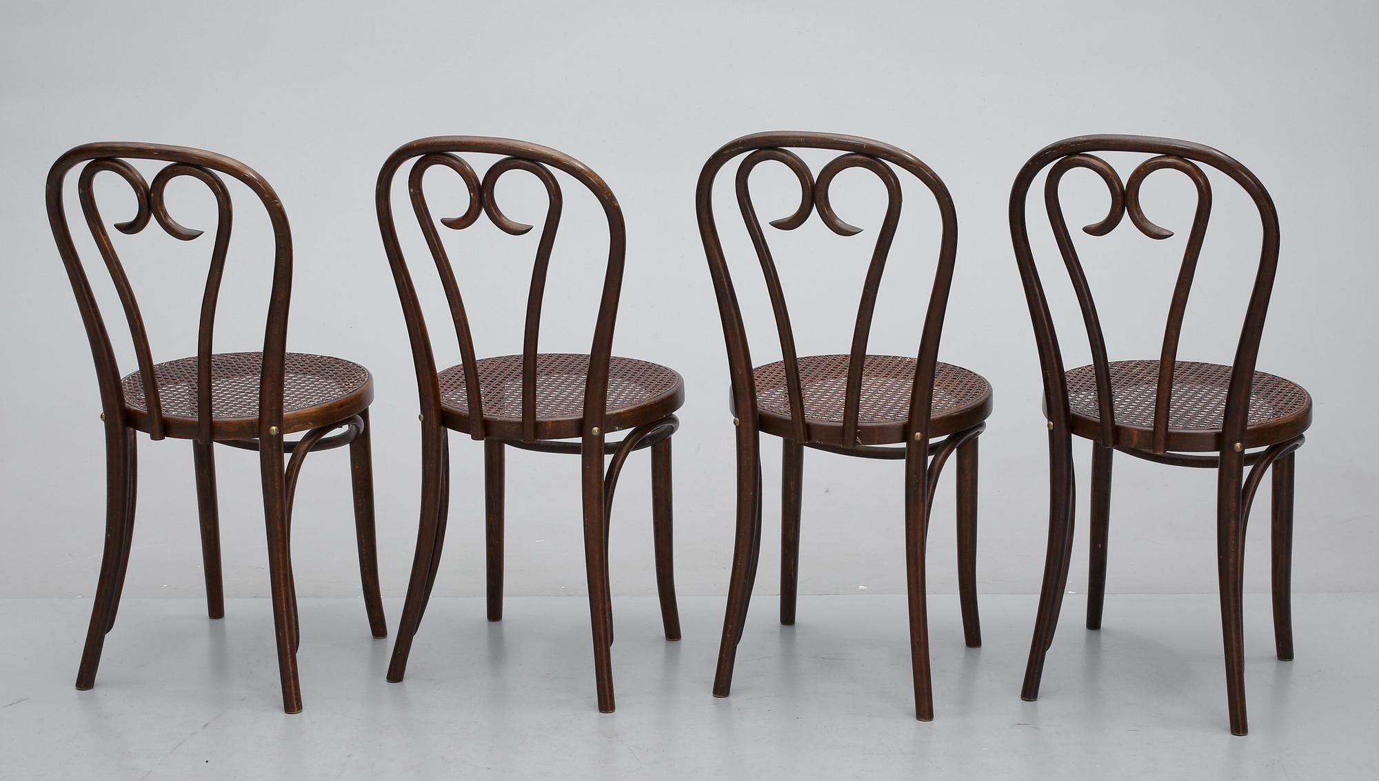 STOLAR, 4 st, Thonetstil, Rumänien, 1900-talets mitt.