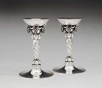 A pair of Georg Jensen sterling candlesticks, design nr 263B, Copenhagen 1945-77.