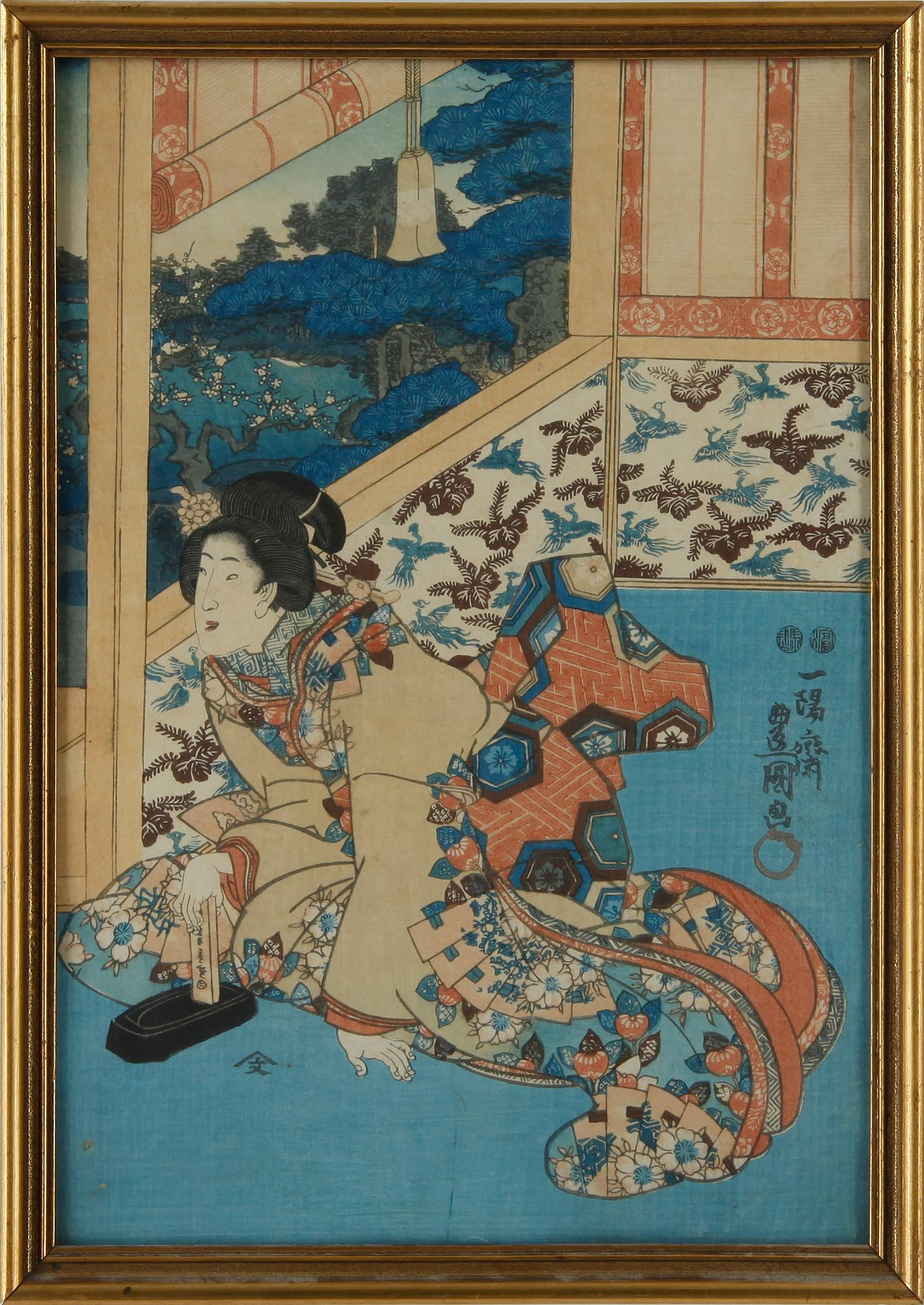 TOYOKUNI IV, träsnitt. 3 st. Japan.