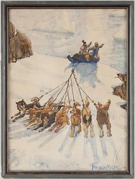 HARALD MOLTKE, akvarell, sign.