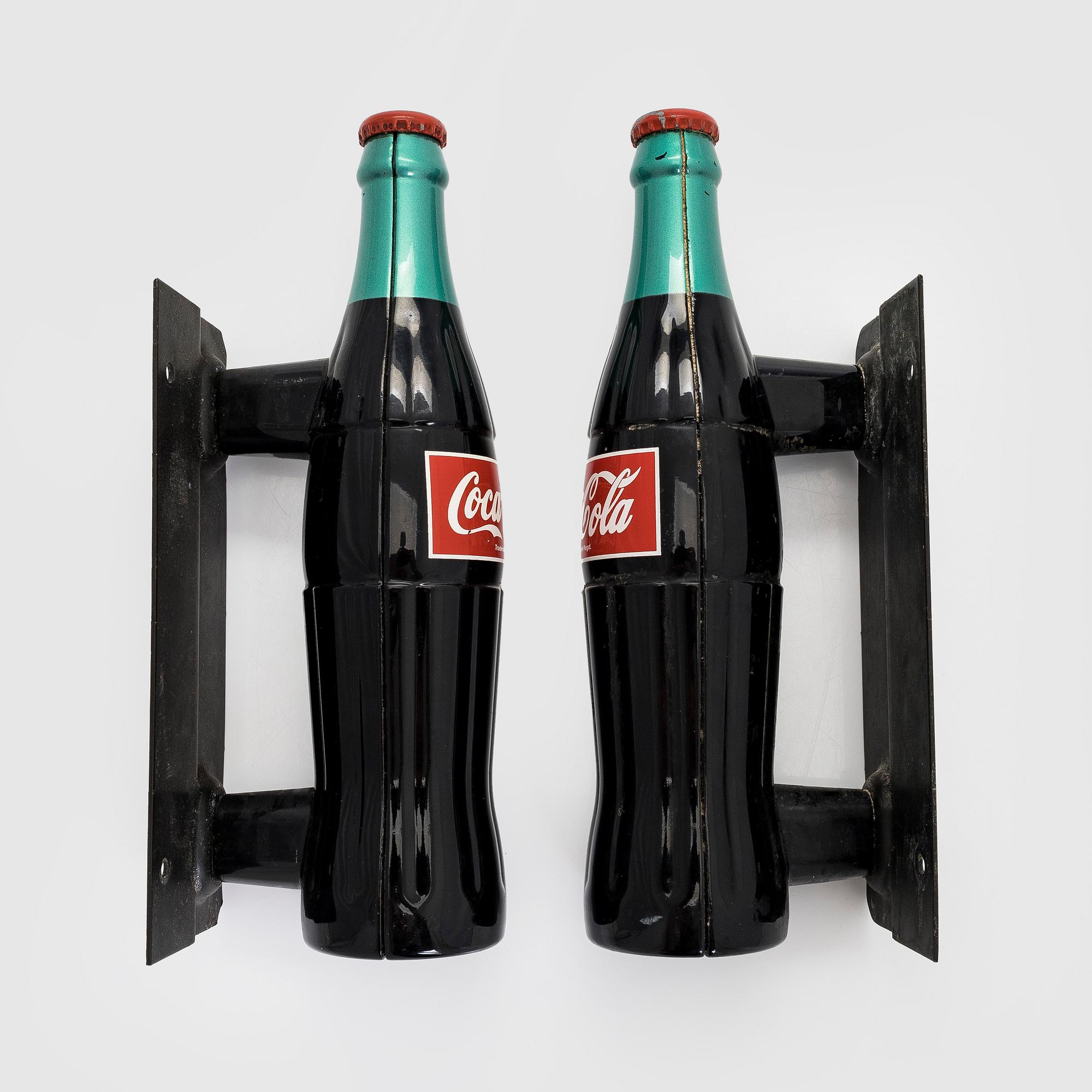 Door handles, a pair, Coca-Cola, metal, 1950/60s.