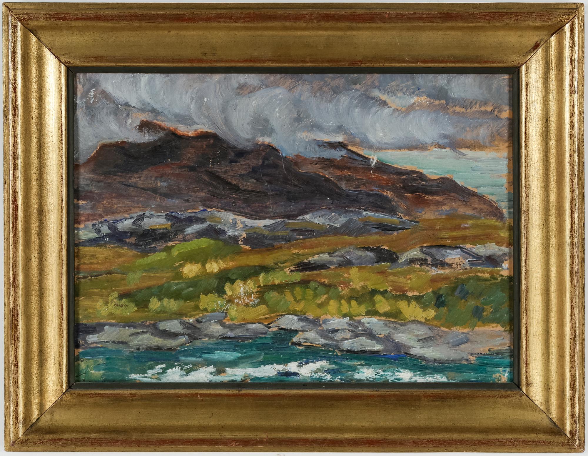 ERIK OSSLUND, olja på smörpapper, signerad.