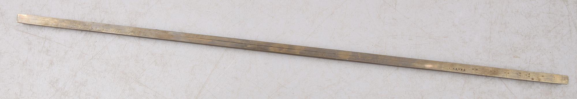 MÄTSTICKA, mässing, märkt Norrköpings Rådhus 1751 af CF Wallberg.
