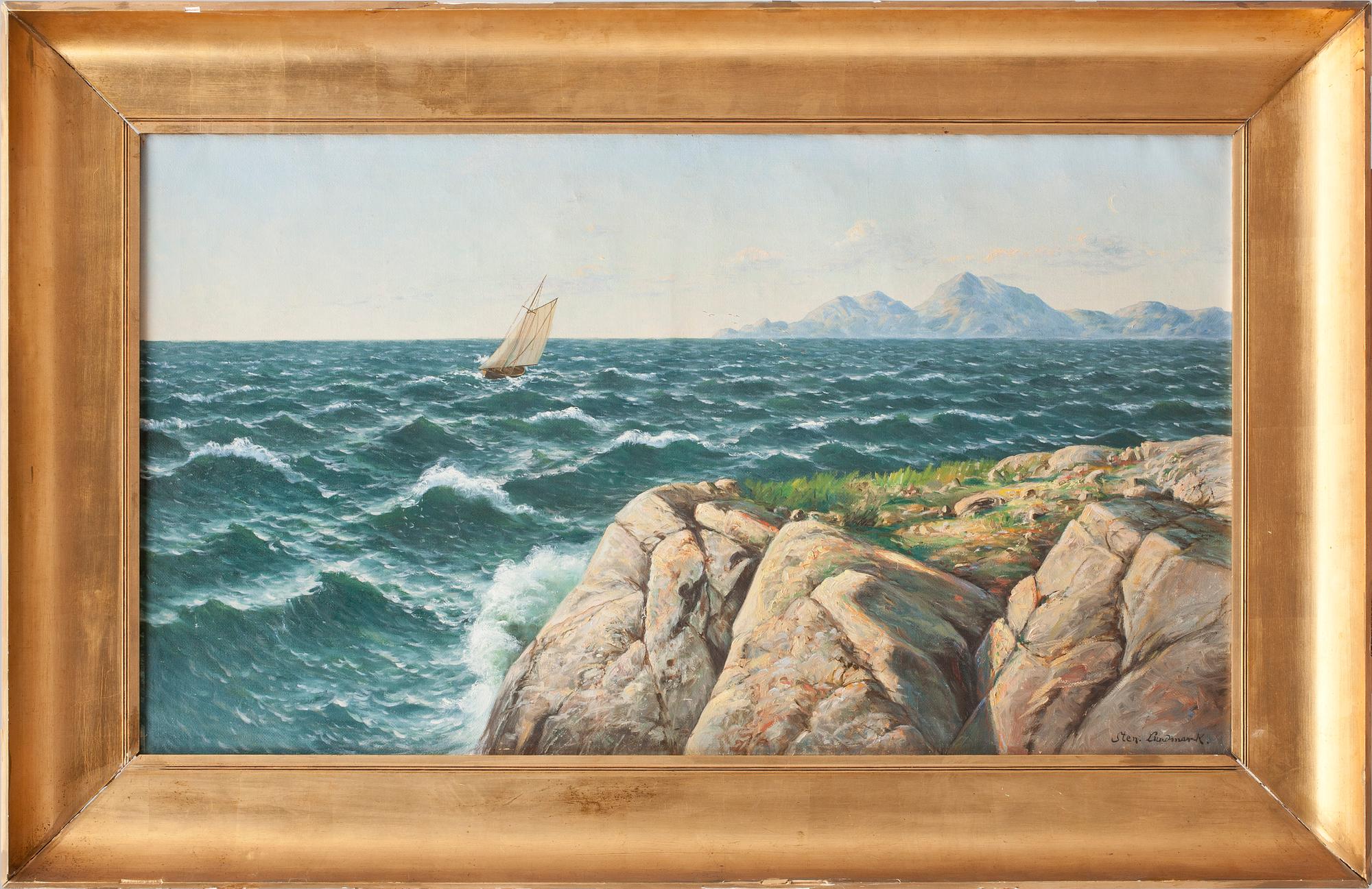 OKÄND KONSTNÄR, olja på duk, 1800/1900-tal. Sign Sten Lundmark.