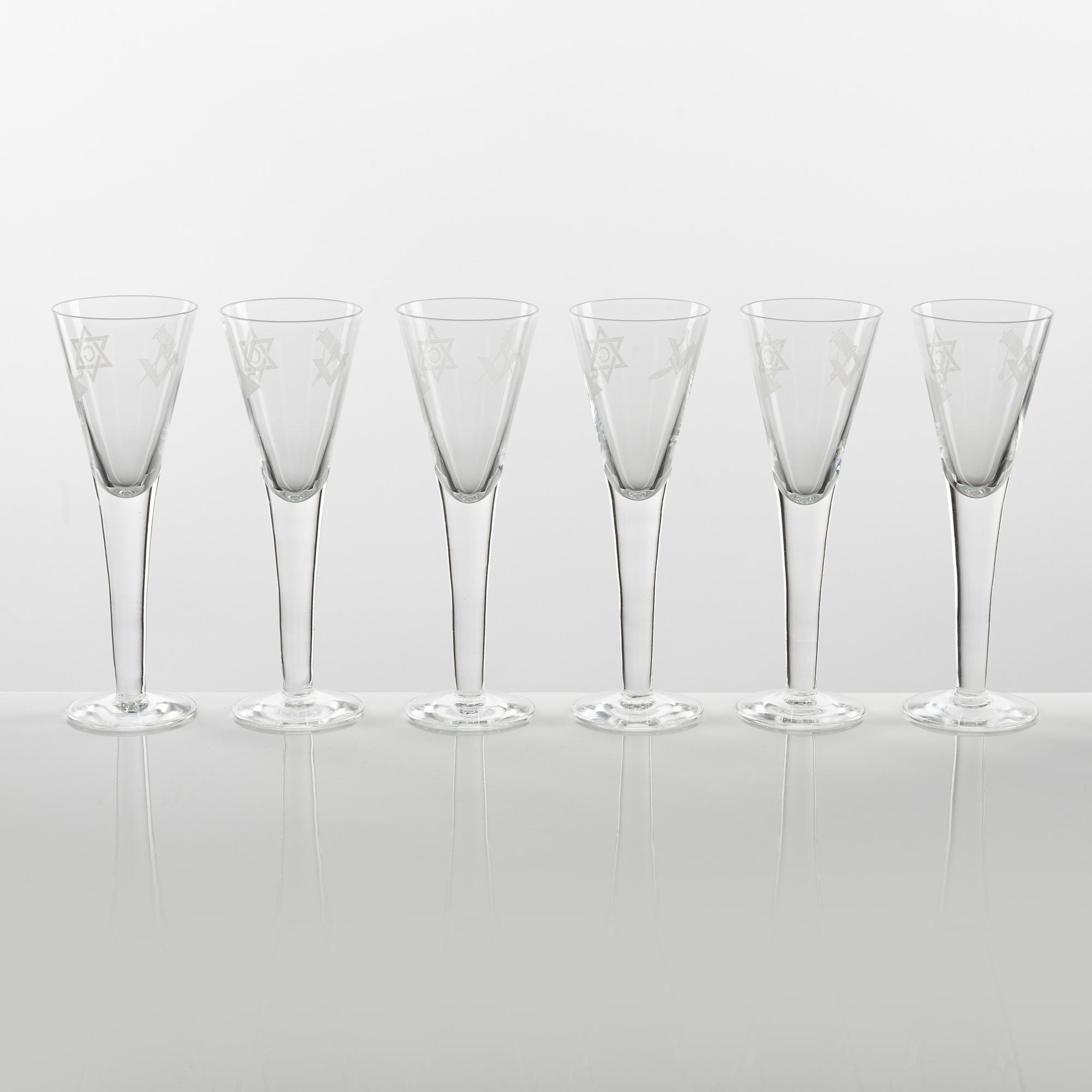 Snapsglas, 6 st, 1900-tal.
