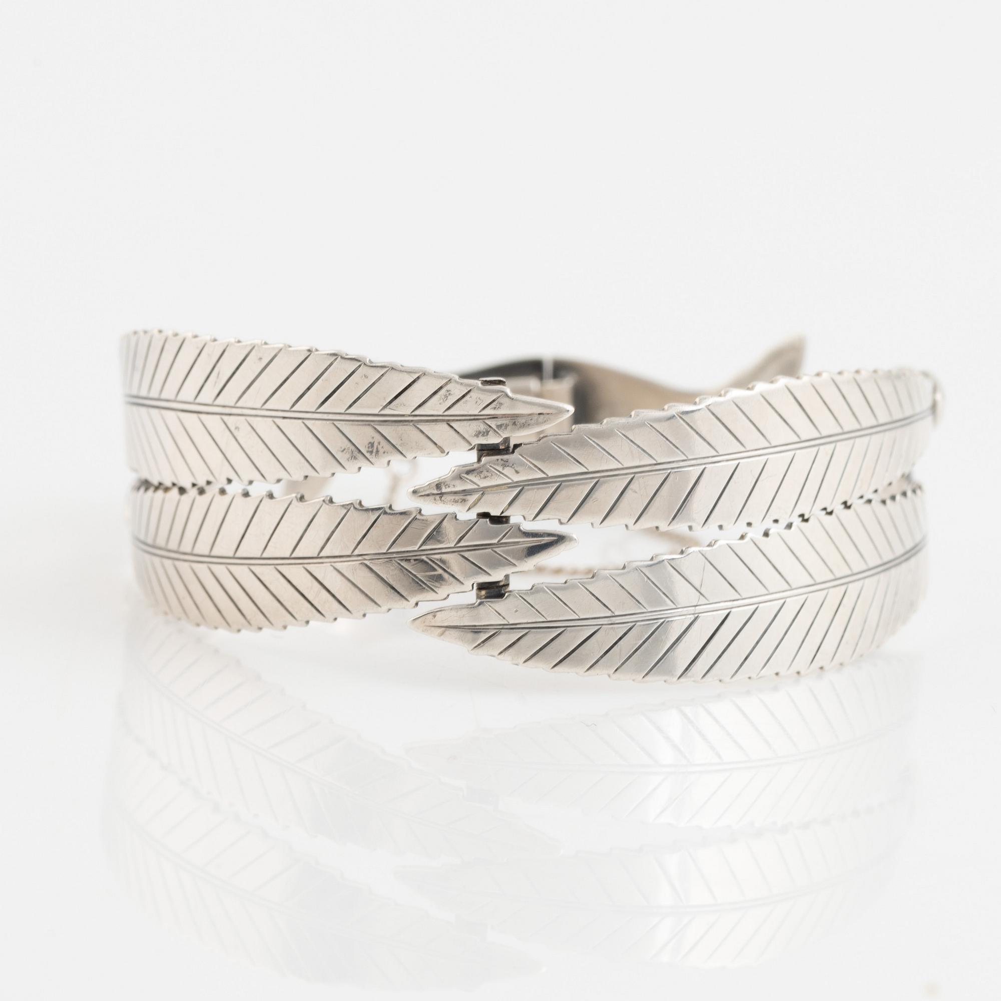 Gertrud Engel, for A Michelsen, silver leaf bangle.