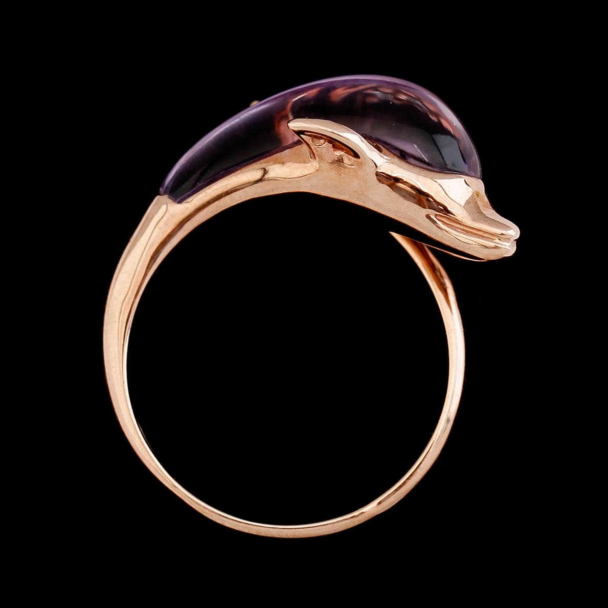 RING, 18 k roséguld, ametist och briljantslipade diamanter tot ca 0.01 ct.