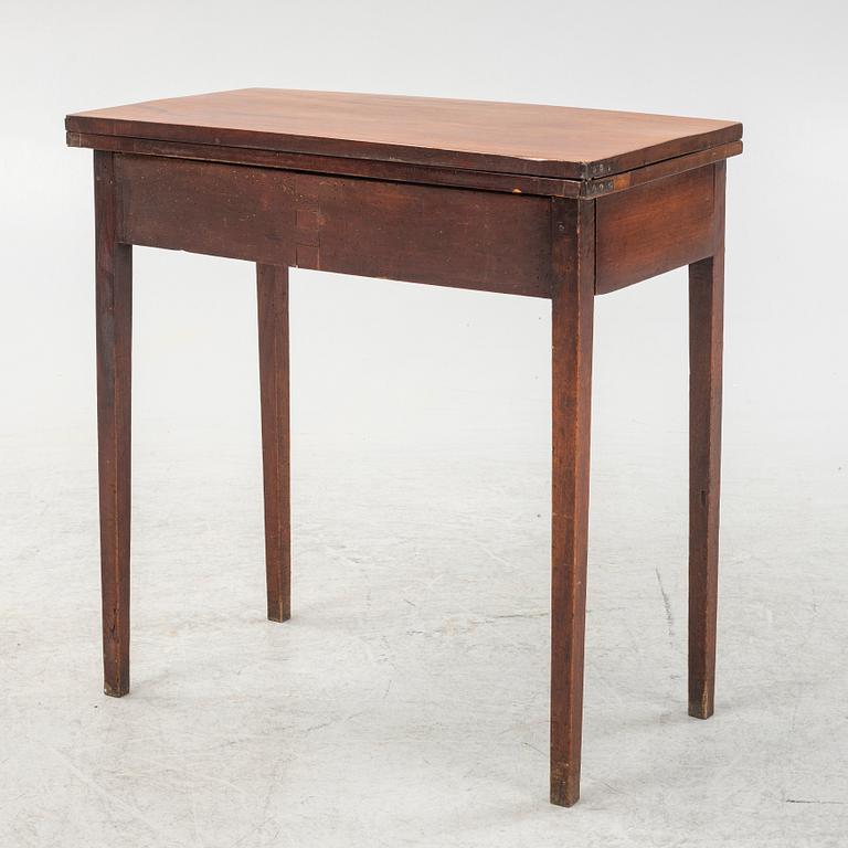 A late Gustavian mahogany card table, late 18th century.