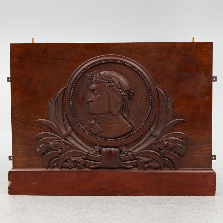 A mahogany panel, 20th century.
