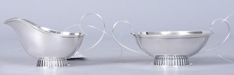 SOCKERSKÅL samt GRÄDDSNIPA, silver, Tore Eldh, Göteborg, 1956, 115 g.