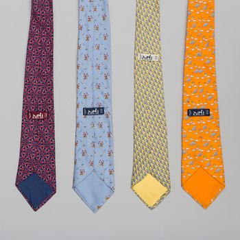 A set of four silk ties by Hermès.