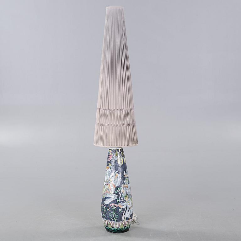 A ceramic floor lamp by Marian Zawadsky for Tilgmans, signed and dated 1957.