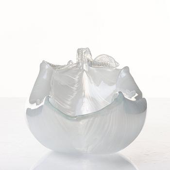 Tyra Lundgren, a leaf-shaped iridescent zanfirici bowl, Venini, Murano, Italy post 1938.