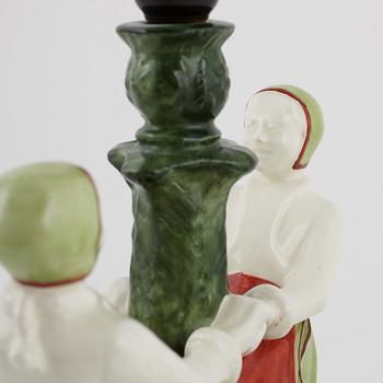 Hilma Persson-Hjelm, a candle stick/table lamp, and a salt cellar by Alf Wallander, Jugend, Sweden, ealry 20th century.