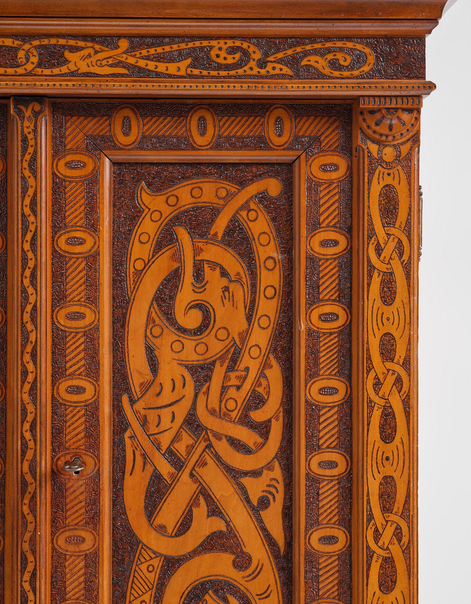 Cabinet, probably Norway, Old Norse style, late 19th century.