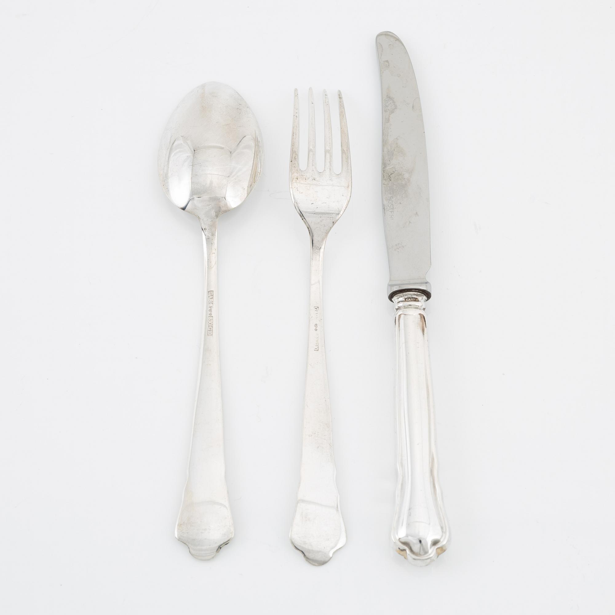 A swedish silver cutlery, model 'Chippendale', GAB, Eskilstuna and Stockholm, some 1962.