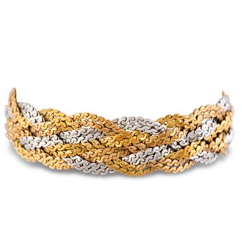 A BRACELET, 18K gold in three colours.