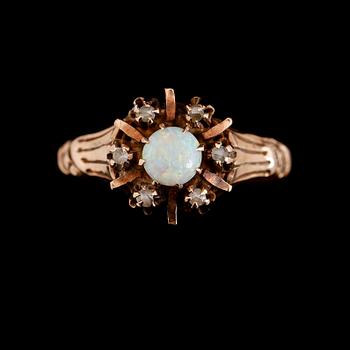 RINGAR, 4 st, bla 18 samt 23K guld, bla diamanter, opal och ametist.