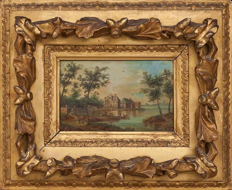 OKÄND KONSTNÄR, olja på pannå. 1800-tal.