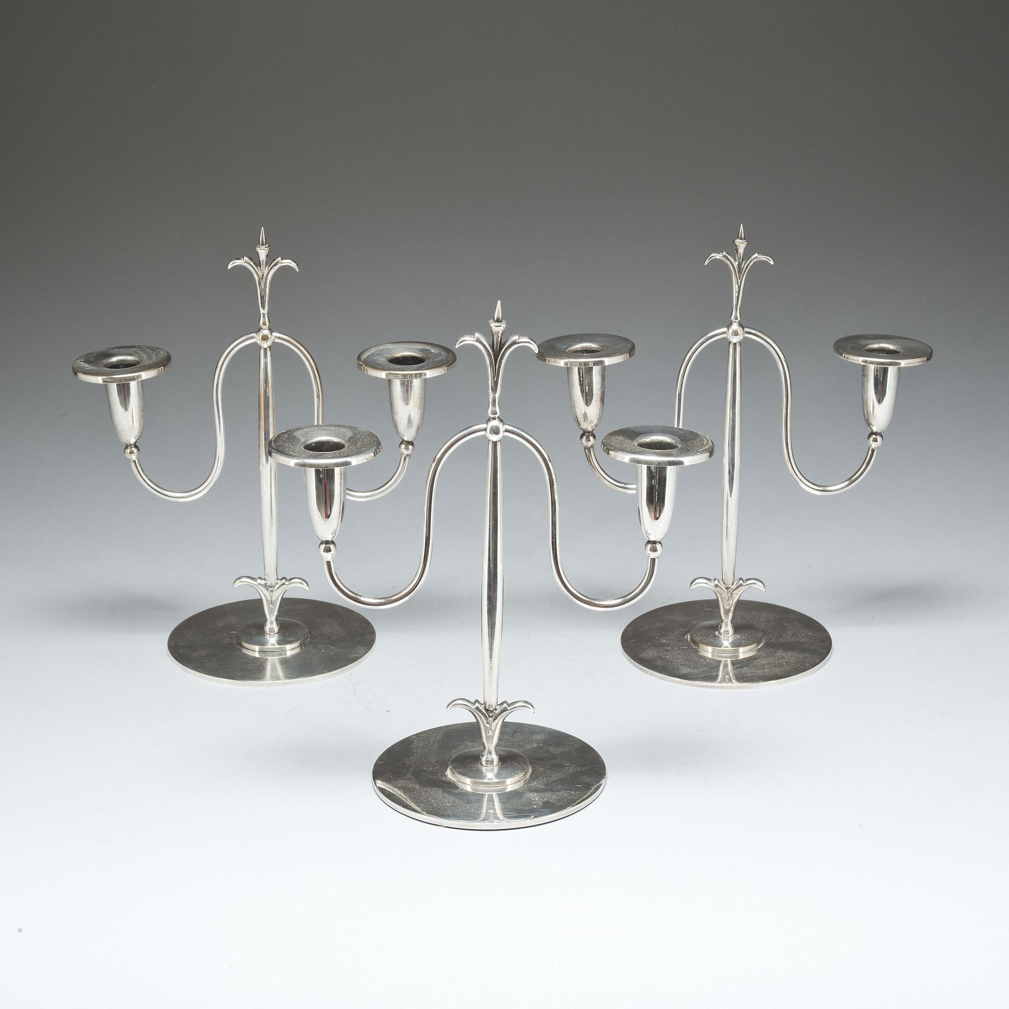 LJUSSTAKAR, 3 st, nysilver, C G Hallberg.