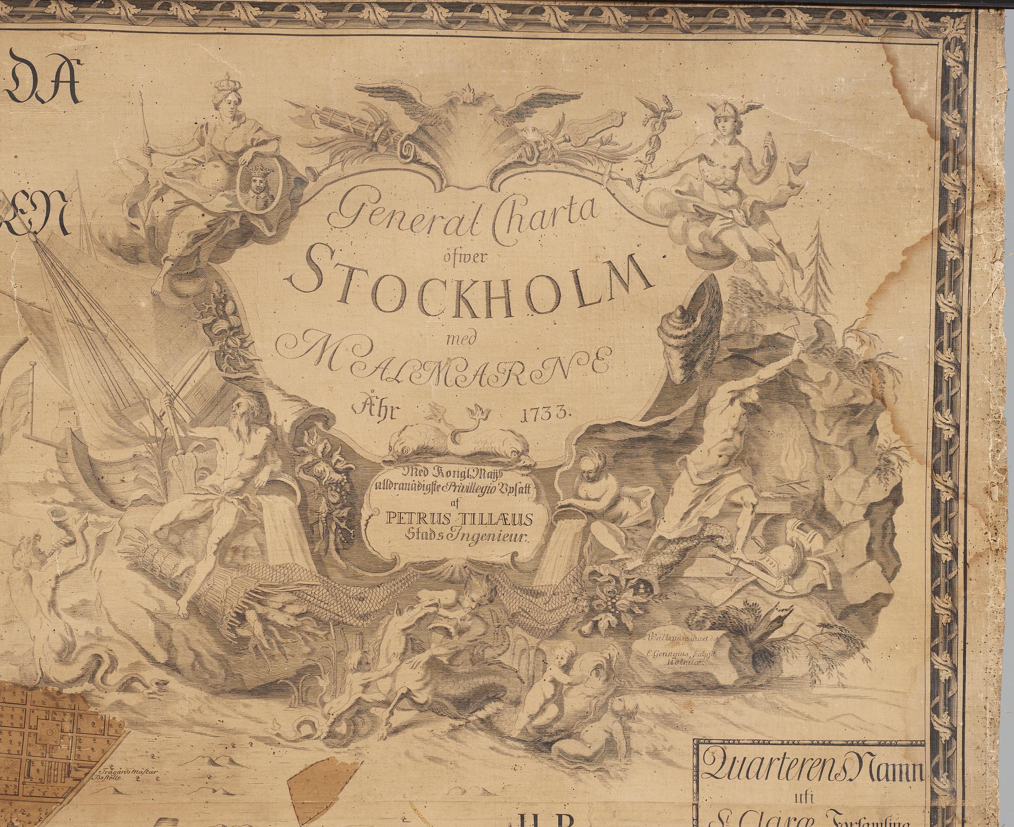 PETRUS TILLEAUS, karta, "General Charta Stockholm", 1733.