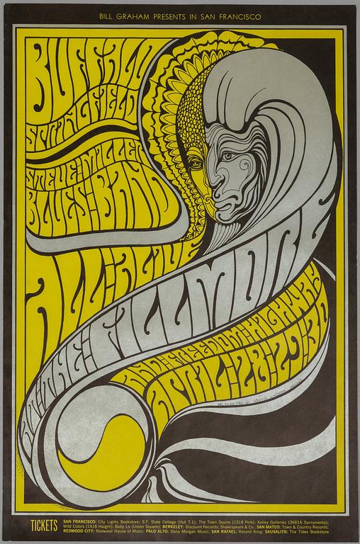 Wes Wilson, concert posters, a pair, West Coast Lithograph, 1967.