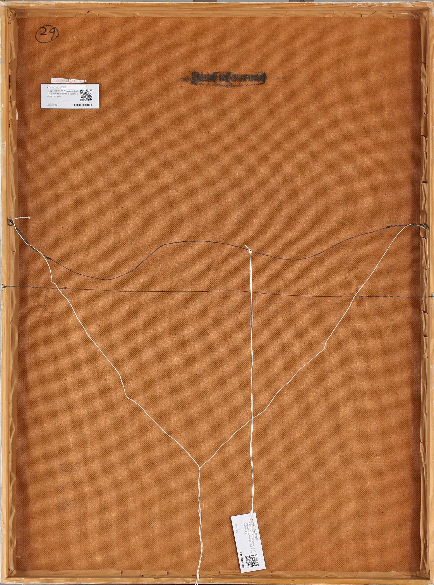 RUNE HAGBERG, akvarell på papper uppklistrad på pannå, signerad.