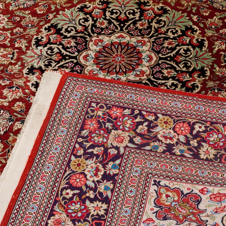 A SILK QUM RUG, around 154 x 101 cm.