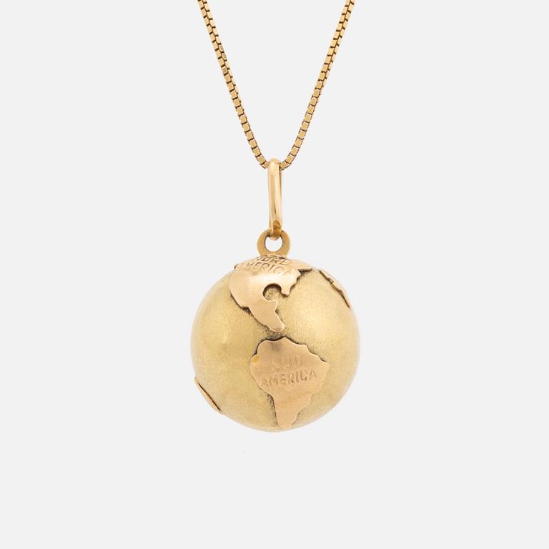 18K gold globe necklace.