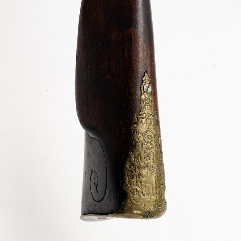 Percussion gun, converted from flintlock, Sweden, 18th century.