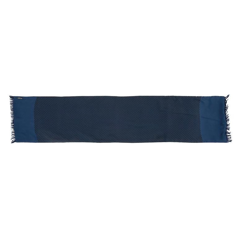 HERMÈS, a dark blue silk and wool stole.