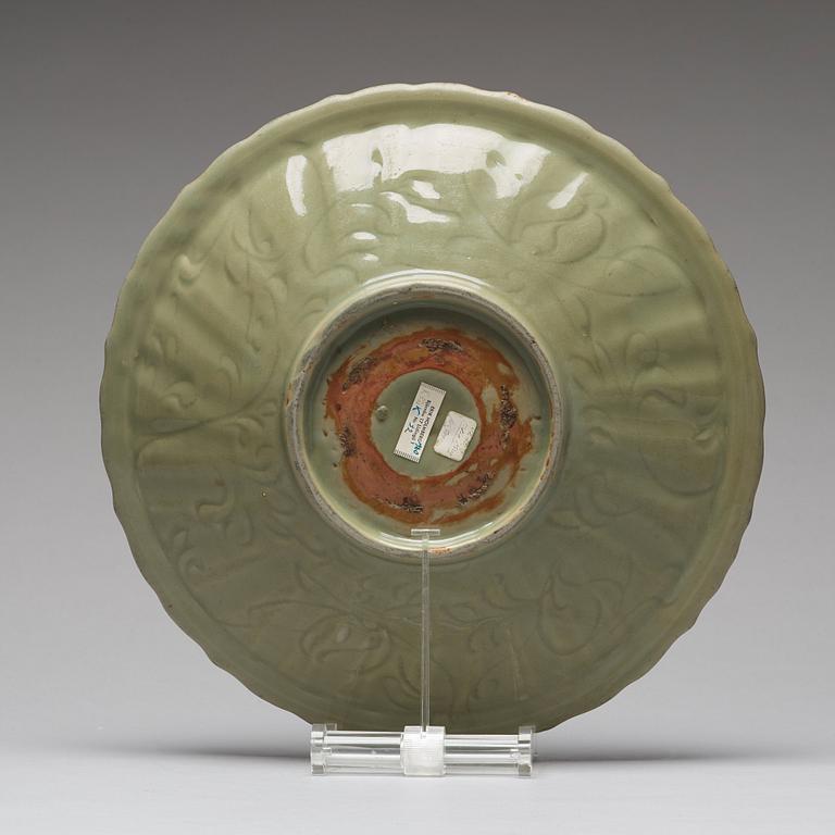 A celadon glazed dish, Ming dynasty (1368-1644).