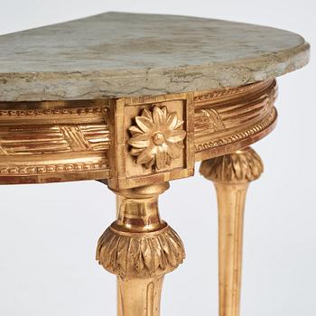 A Gustavian carved giltwood console table, late 18th Century.