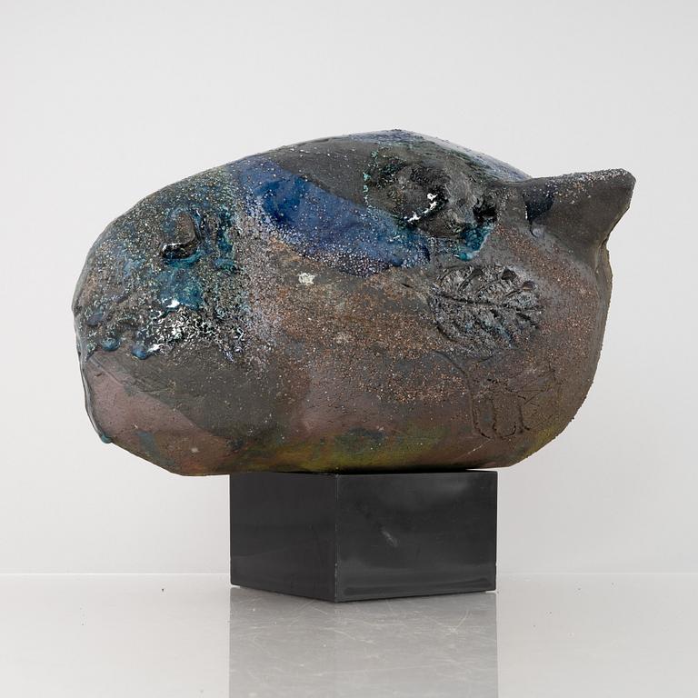 Henrik Allert, a stoneware sculpture of an animal's head, signed.