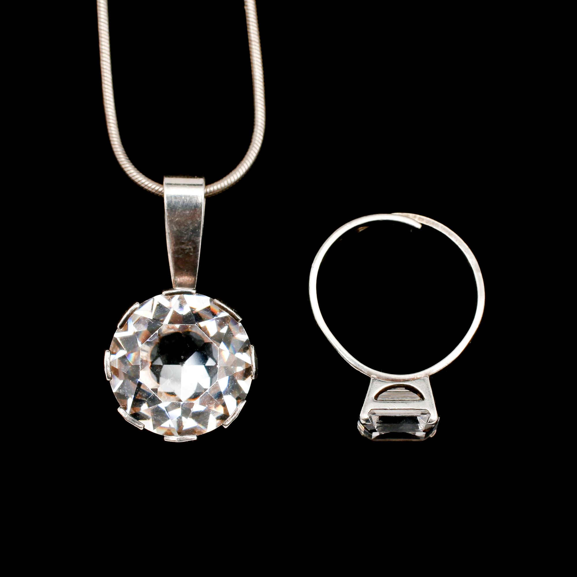 COLLIER OCH RING, sterlingsilver, svenska stämplar, bla HSG 1975.