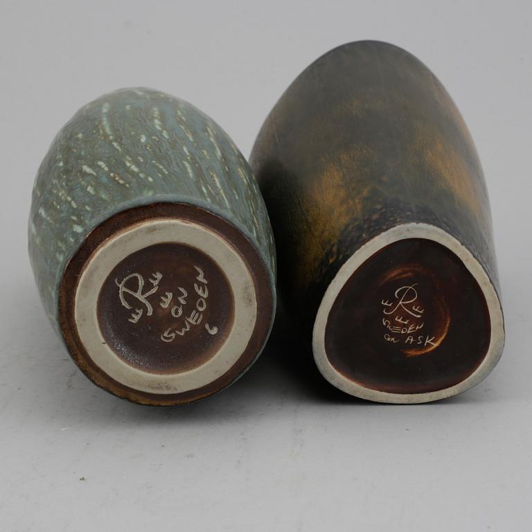 Gunnar Nylund, earthenware vases, Rörstrand, Sweden, mid 20th century.