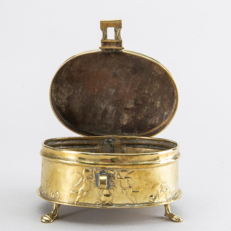 A Baroque style brass box later part of the 19th century.