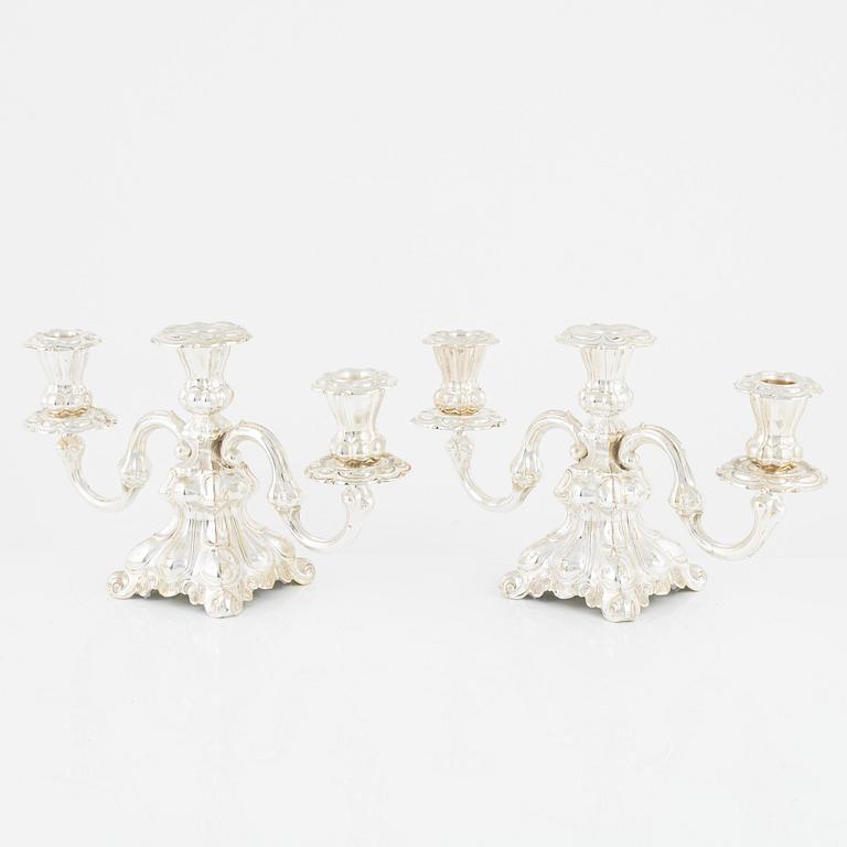 Kandelabrar, ett par, silver, barockstil, 1900-talets början.