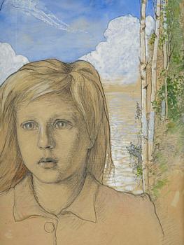 Gunnar Hallström, Flicka bland björkar, Adelsö.