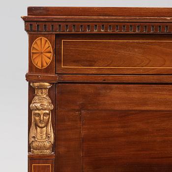 A late Gustavian mahogany secretaire attributed to J. F. Wejssenburg the Elder (master in Stockholm 1795-1837).