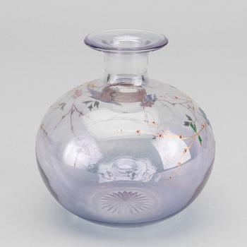 EUGENE ROUSSEAU, ascribed a handpainted glass vase for Baccarat around 1880.